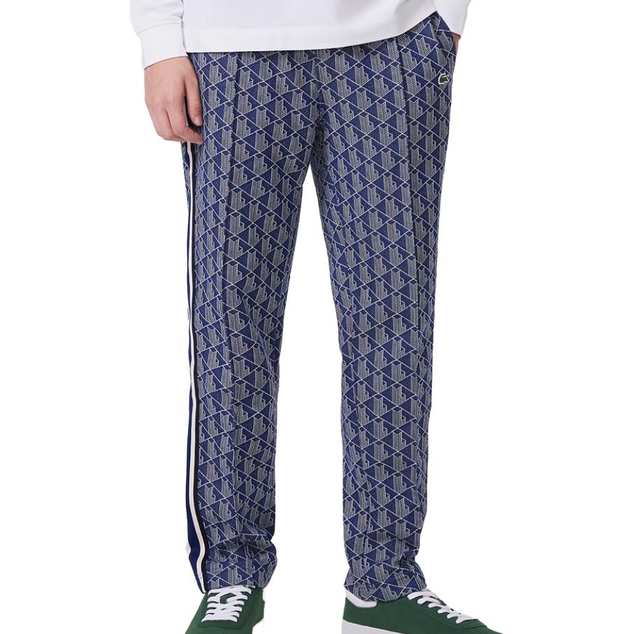Lookbook LACOSTE Men’s Blue Embroidered Animal Print Relaxed Fit Casual Pants. XH1440-QIE