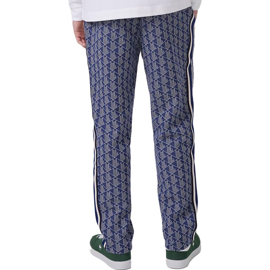 Shop LACOSTE Men’s Blue Embroidered Animal Print Relaxed Fit Casual Pants. XH1440-QIE