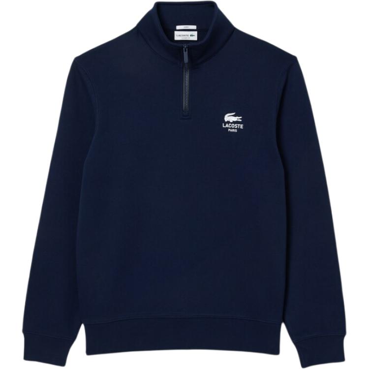 Order LACOSTE Baju Sejuk Unisex Leher Tinggi Biru Tua Bersulam. SH2735-166