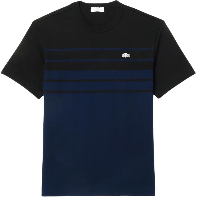 Lacoste Nautical Logo Embroidered Slim Fit T-Shirt Navy Blue  Crewneck. TH8130-JB1