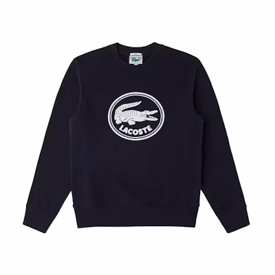 Lacoste Navy Blue Crewneck Sweatshirt with Letter Print Design SH7582-HDE