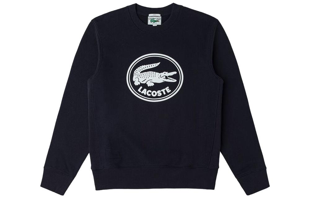 Order Lacoste Navy Blue Crewneck Sweatshirt with Letter Print Design SH7582-HDE