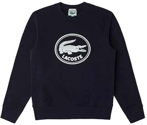 Lacoste Navy Blue Crewneck Sweatshirt with Letter Print Design SH7582-HDE Order Lacoste Navy Blue Crewneck Sweatshirt with Letter Print Design SH7582-HDE
