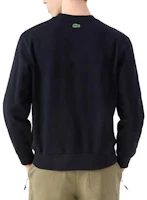 Shop Lacoste 海軍藍圓領字母印花長袖衛衣 SH7582-HDE