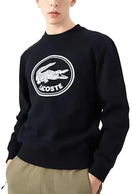 Lacoste Navy Blue Crewneck Sweatshirt with Letter Print Design SH7582-HDE Purchase Lacoste Navy Blue Crewneck Sweatshirt with Letter Print Design SH7582-HDE