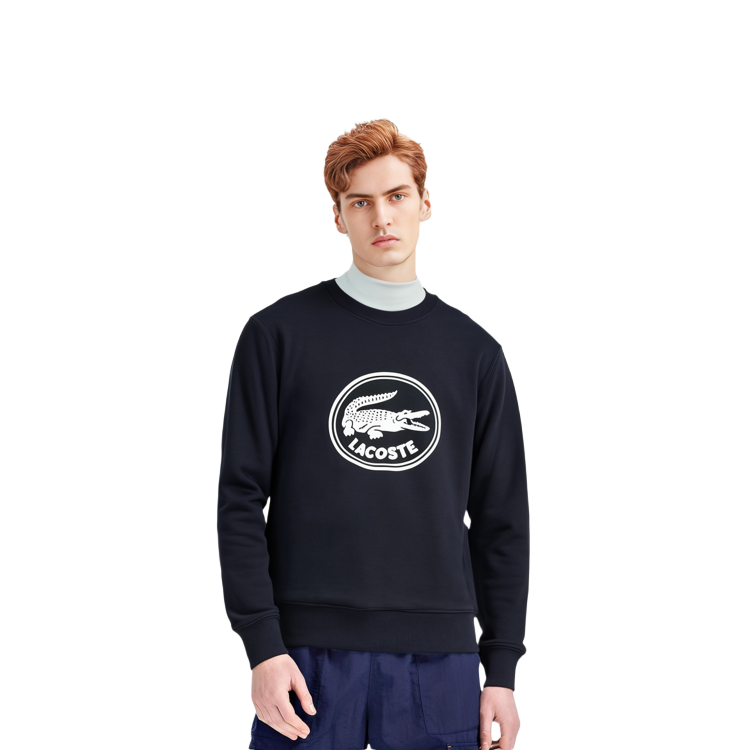 Details for Lacoste Navy Blue Crewneck Sweatshirt with Letter Print Design SH7582-HDE