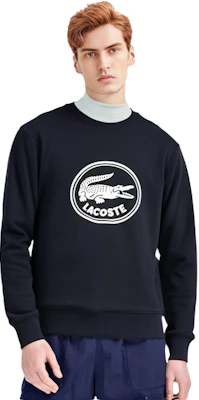 Lacoste Navy Blue Crewneck Sweatshirt with Letter Print Design SH7582-HDE Details for Lacoste Navy Blue Crewneck Sweatshirt with Letter Print Design SH7582-HDE