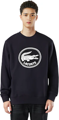 Lacoste Navy Blue Crewneck Sweatshirt with Letter Print Design SH7582-HDE Cheap Lacoste Navy Blue Crewneck Sweatshirt with Letter Print Design SH7582-HDE