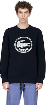 Lacoste Navy Blue Crewneck Sweatshirt with Letter Print Design SH7582-HDE 1