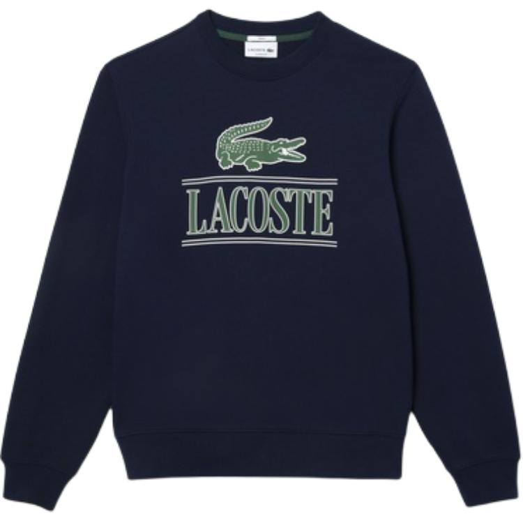 LACOSTE Navy Blue Logo Print Unisex Crewneck Long Sleeve Sweatshirt SH1228-99-166
