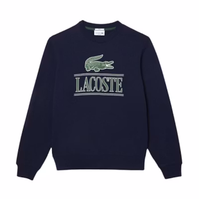 LACOSTE Navy Blue Logo Print Unisex Crewneck Long Sleeve Sweatshirt SH1228-99-166