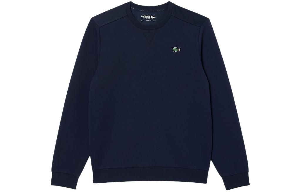 LACOSTE Navy Blue Mesh Panel Crewneck Pullover Sweatshirt SH9604-423