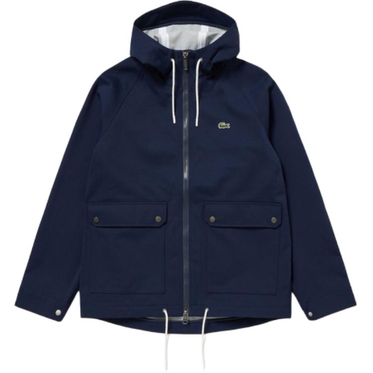 LACOSTE Navy Blue Slim Fit Hooded Zip-Up Jacket with Drawstrings BH012J-166