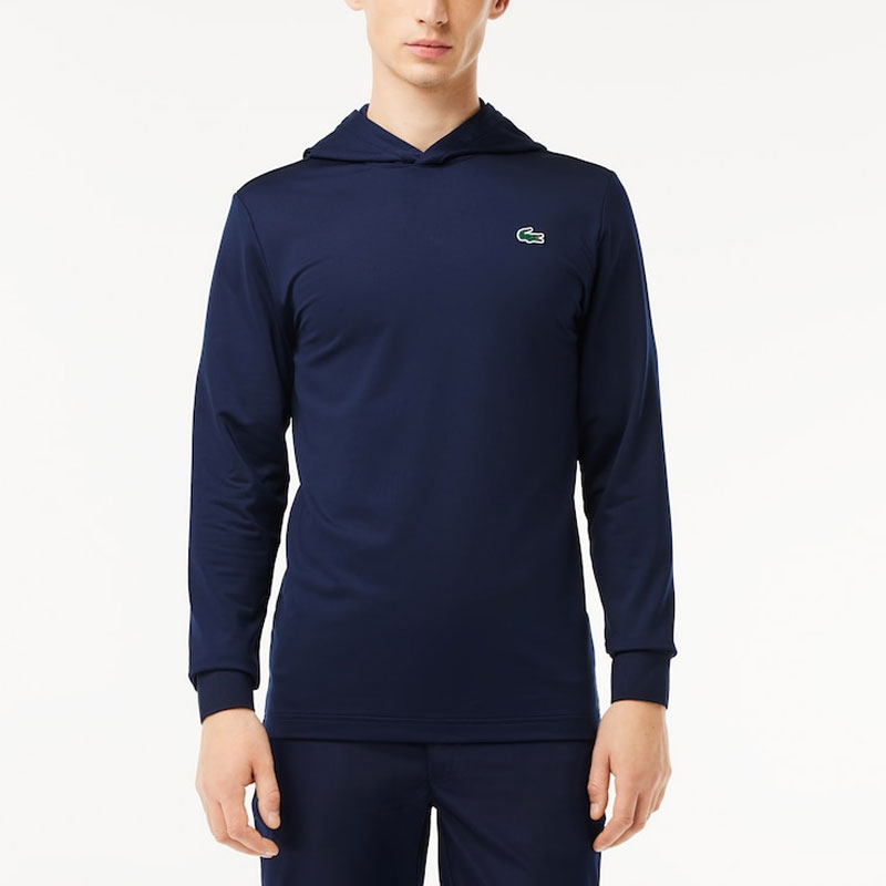 Lookbook Lacoste Navy Blue Stretch Pullover Hoodie Long Sleeve Sweatshirt SH7501-166