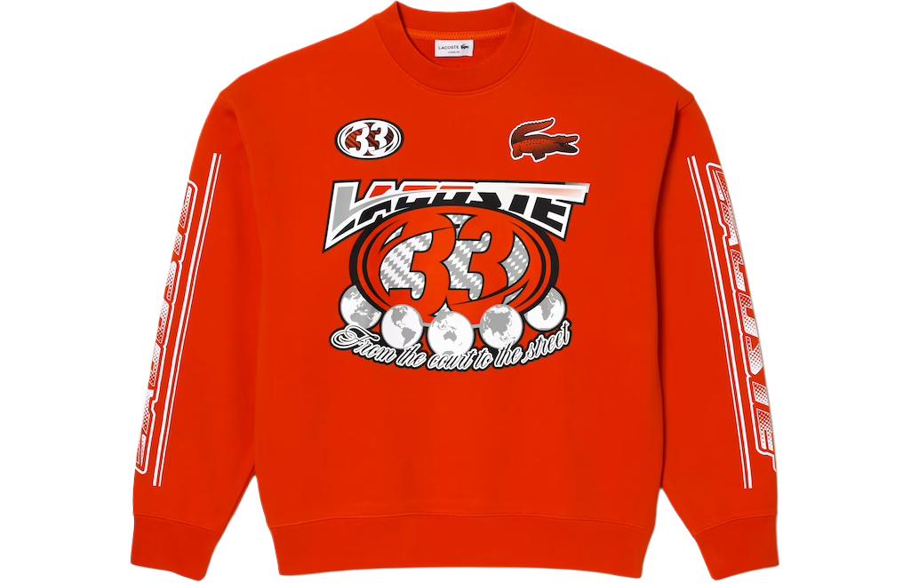 Lacoste Orange Graphic Print Crewneck Sweatshirt - Loose Fit SH5574-02K