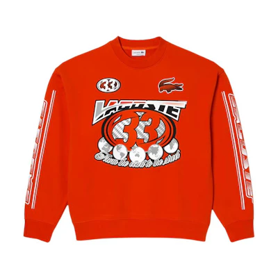 Lacoste Orange Graphic Print Crewneck Sweatshirt - Loose Fit SH5574-02K