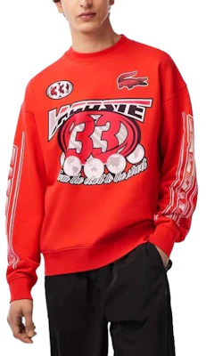 Lacoste Orange Graphic Print Crewneck Sweatshirt - Loose Fit SH5574-02K Lookbook Lacoste Orange Graphic Print Crewneck Sweatshirt - Loose Fit SH5574-02K