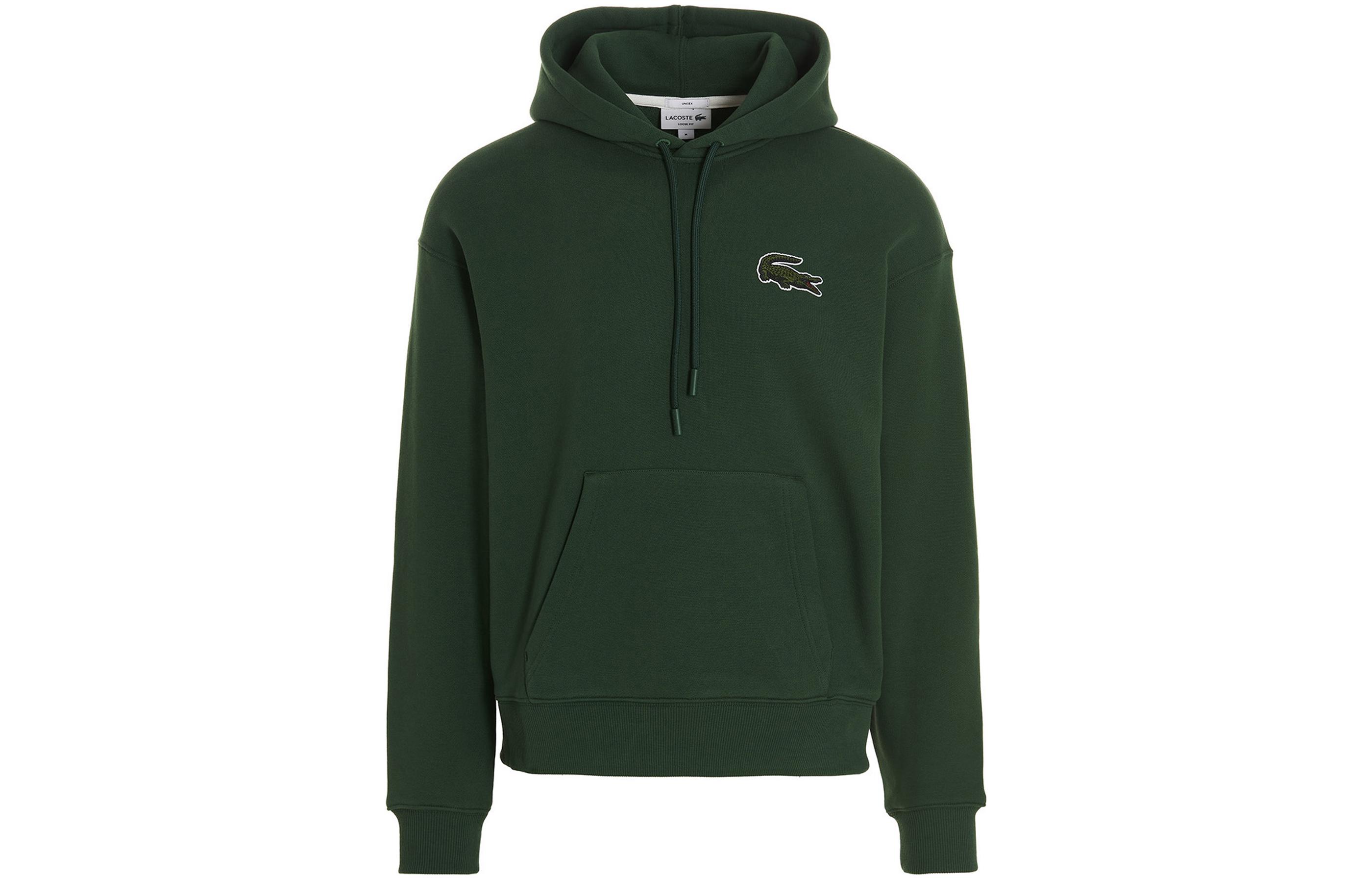 Lacoste Oversized Crocodile Logo Hoodie Unisex - Classic Green Pullover SH6404-132