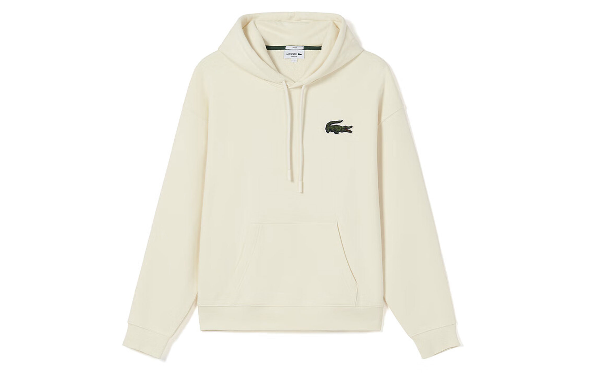 LACOSTE Oversized Logo Hoodie Unisex Casual Drawstring Sweatshirt Off-White. SH6404-XFJ
