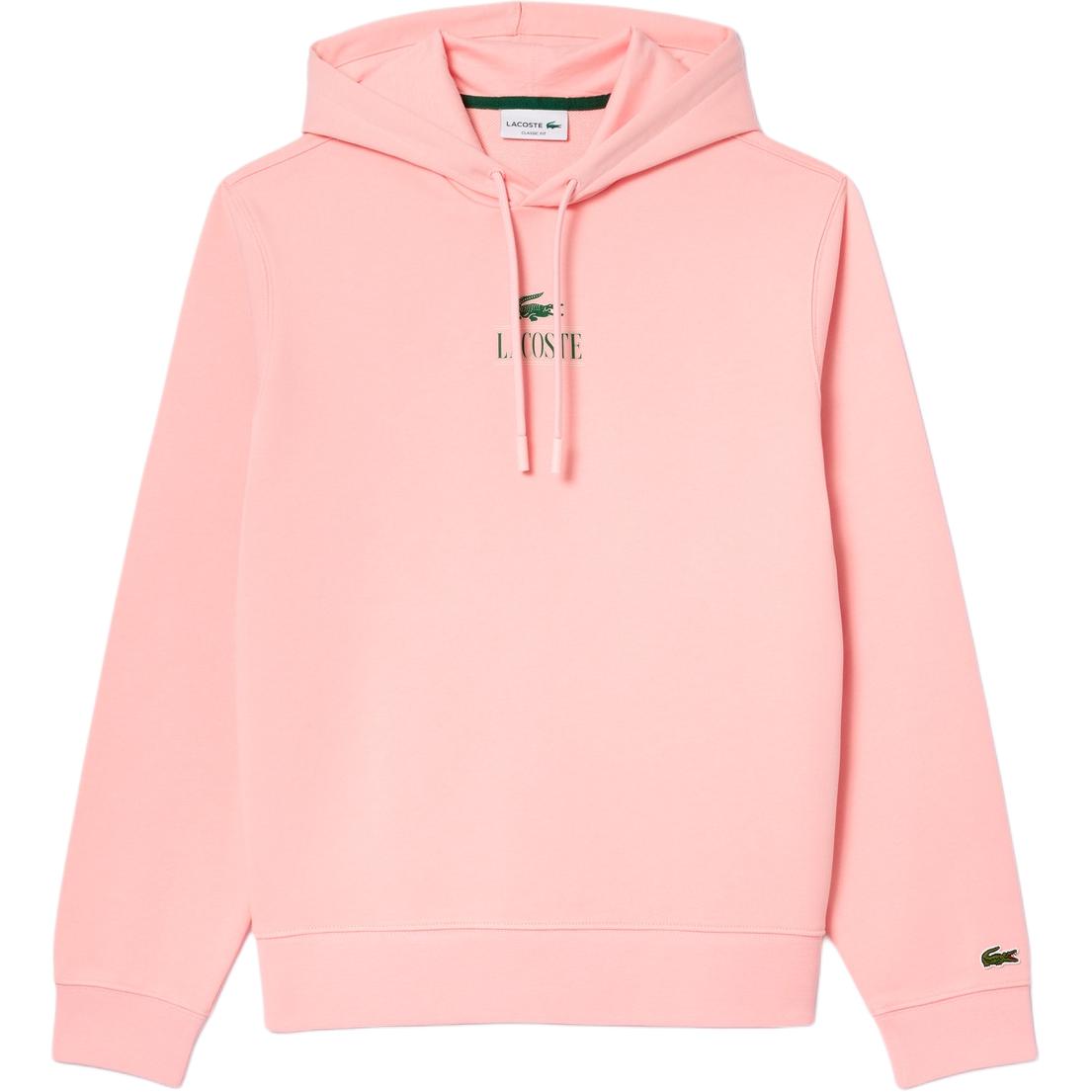 LACOSTE Pink Pullover Hoodie with Letter Logo Design SH5643-KF9