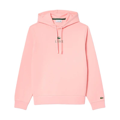 LACOSTE Pink Pullover Hoodie with Letter Logo Design SH5643-KF9