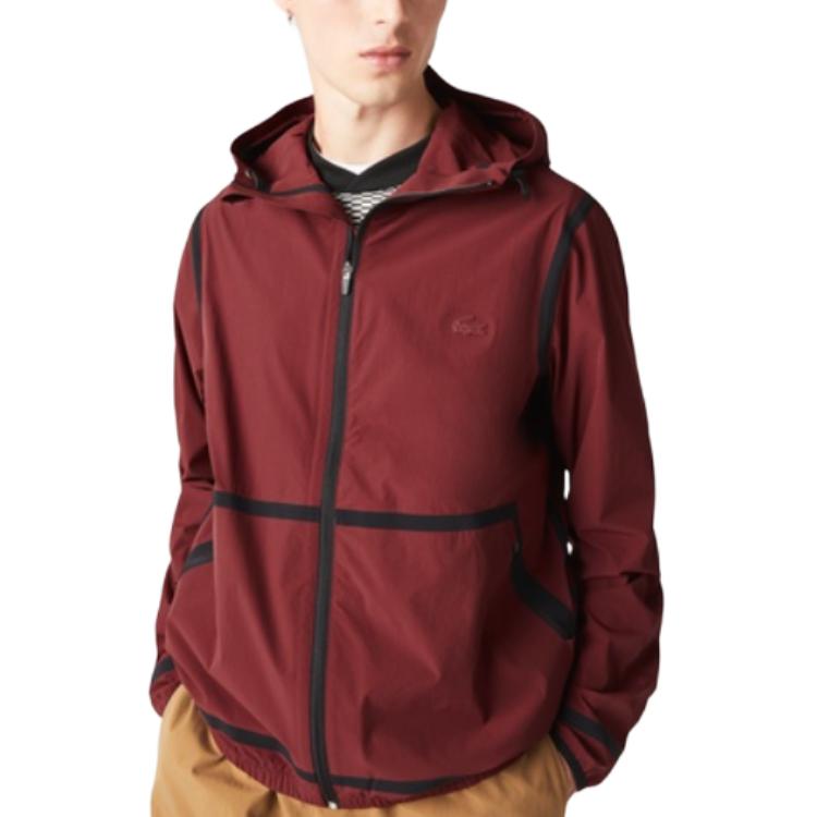 Details for Lacoste Red Hooded Zip-Up Loose-Fit Jacket BH6181L-ZS1