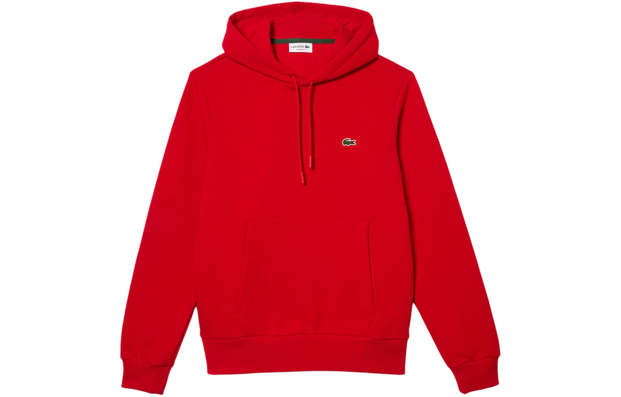 LACOSTE Red Hoodie Pullover Sweatshirt Casual Long Sleeve SH9623-240