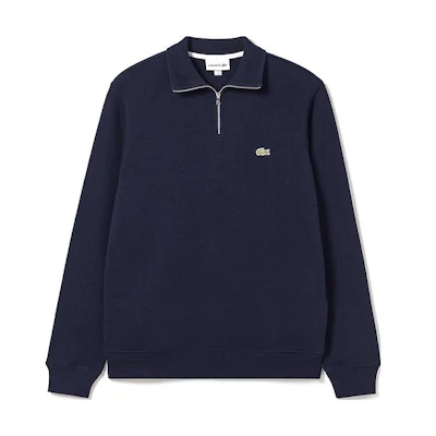 Lacoste Retro Classic Embroidered Logo Navy Half-Zip High-Neck Cotton Sweatshirt SH1927-166