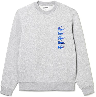 Lacoste Silver Grey Crewneck Sweatshirt with Logo Design SH3581-CCA Buy Lacoste Silver Grey Crewneck Sweatshirt with Logo Design SH3581-CCA