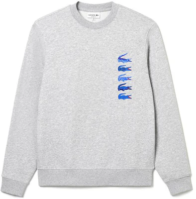 Lacoste Silver Grey Crewneck Sweatshirt with Logo Design SH3581-CCA Order Lacoste Silver Grey Crewneck Sweatshirt with Logo Design SH3581-CCA