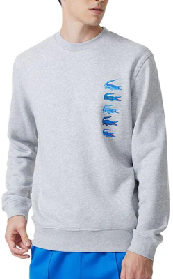 Lacoste Silver Grey Crewneck Sweatshirt with Logo Design SH3581-CCA Shop Lacoste Silver Grey Crewneck Sweatshirt with Logo Design SH3581-CCA