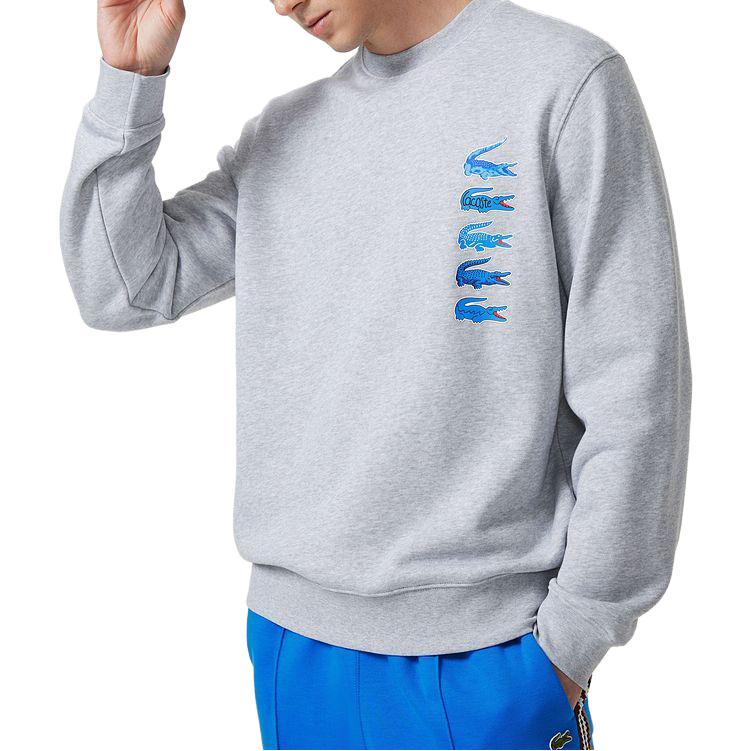 Purchase Lacoste Silver Grey Crewneck Sweatshirt with Logo Design SH3581-CCA