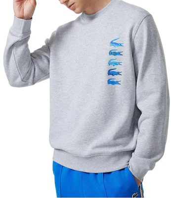 Lacoste Silver Grey Crewneck Sweatshirt with Logo Design SH3581-CCA Purchase Lacoste Silver Grey Crewneck Sweatshirt with Logo Design SH3581-CCA