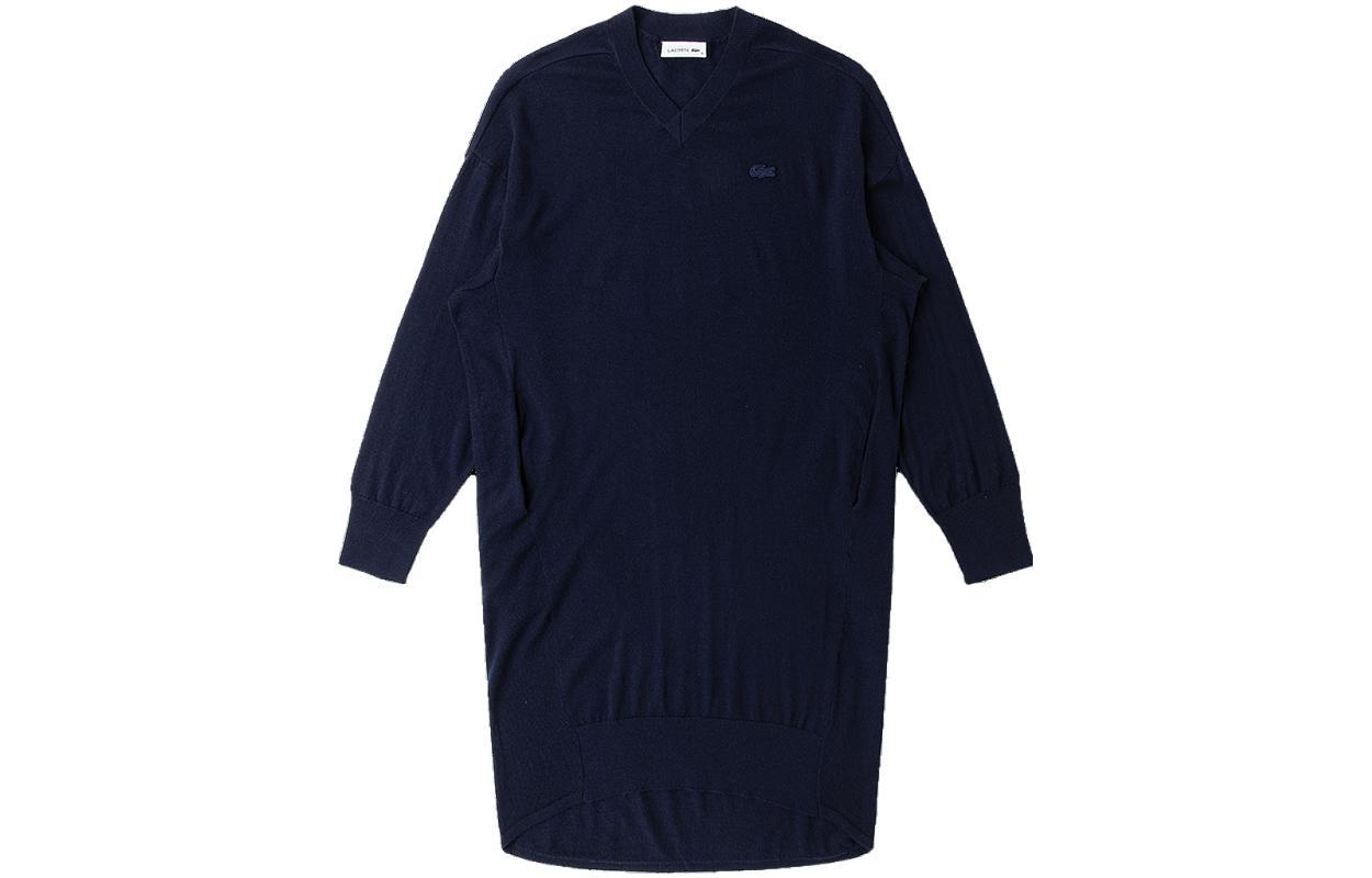 Order LACOSTE Slim Fit V-Neck Long Sleeve Dress Deep Blue EF0718-166