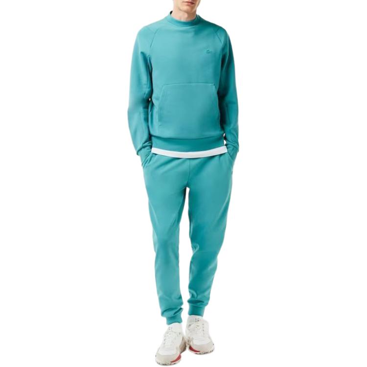 Lookbook Lacoste Solid Blue Crewneck Kangaroo Pocket Long Sleeve Sweatshirt SH2695-SI0