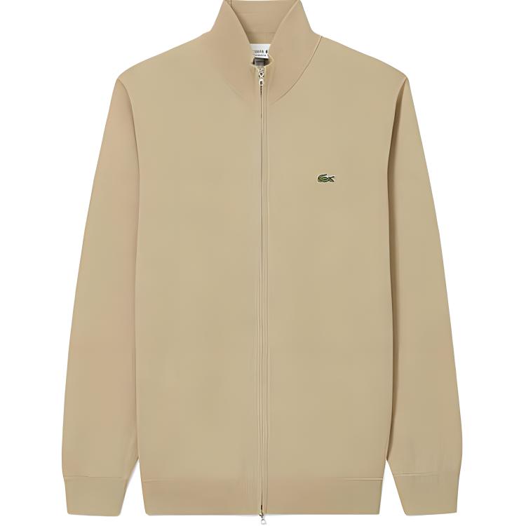 Lacoste Solid Casual Stand Collar Long Sleeve Jacket Cream Coffee Color AH1957-02S