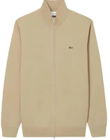 Lacoste Solid Casual Stand Collar Long Sleeve Jacket Cream Coffee Color AH1957-02S Lacoste Solid Casual Stand Collar Long Sleeve Jacket Cream Coffee Color AH1957-02S