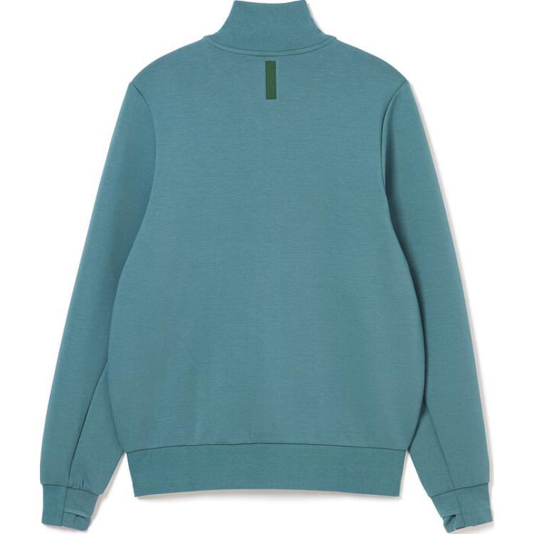 Lookbook Lacoste Solid Color Zip-Up Sweatshirt in Tranquil Blue SH2702-IY4