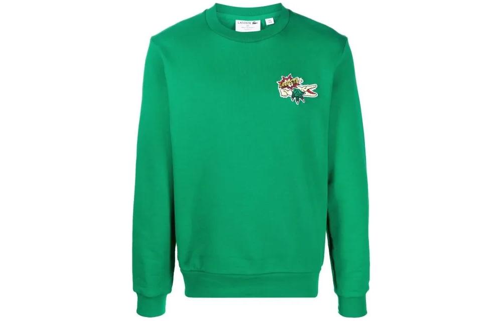 Lacoste Solid Green Sweatshirt SH1359LDM