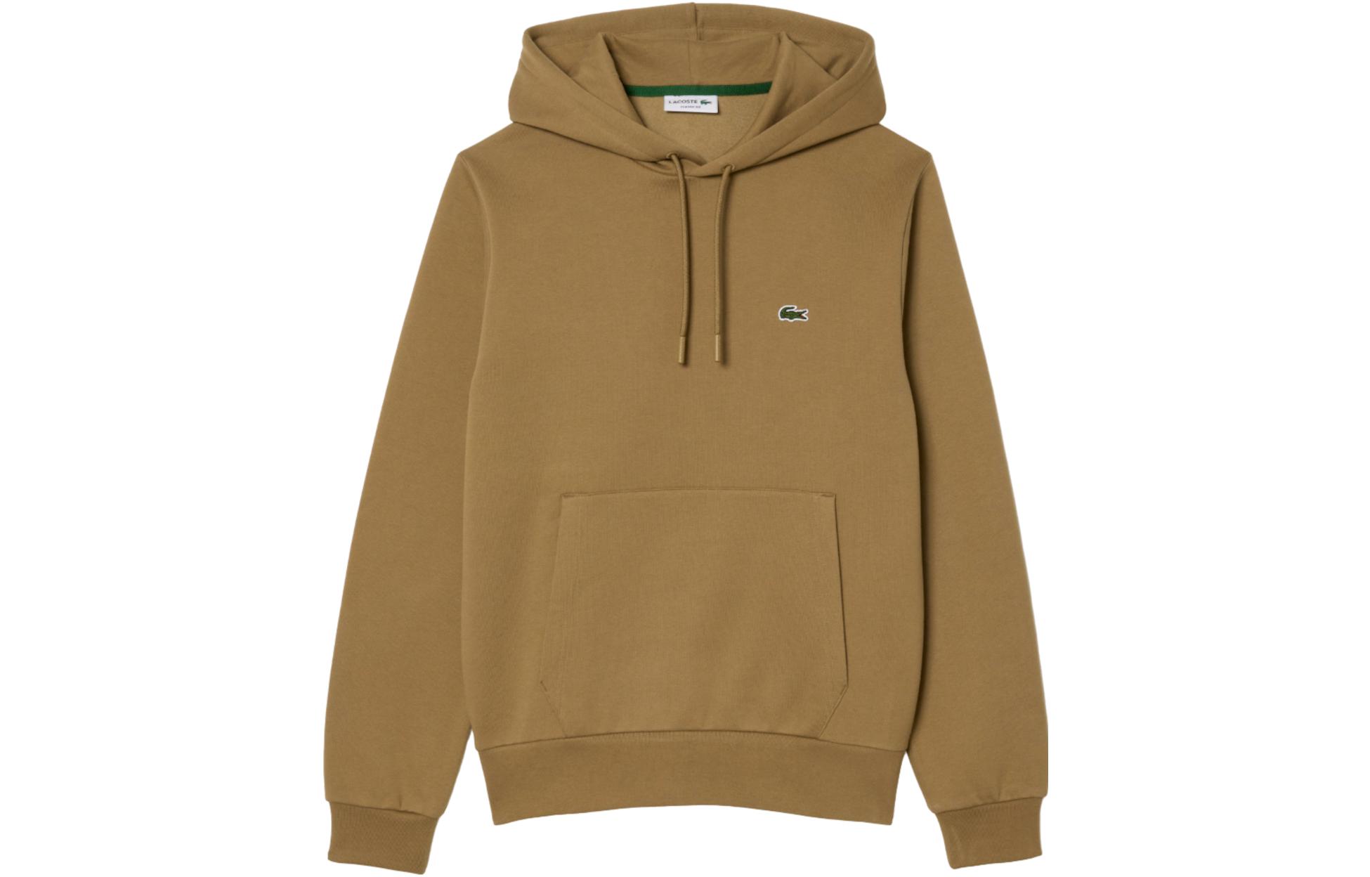 LACOSTE Solid Logo Hoodie Brown Pullover SH9623-SIX