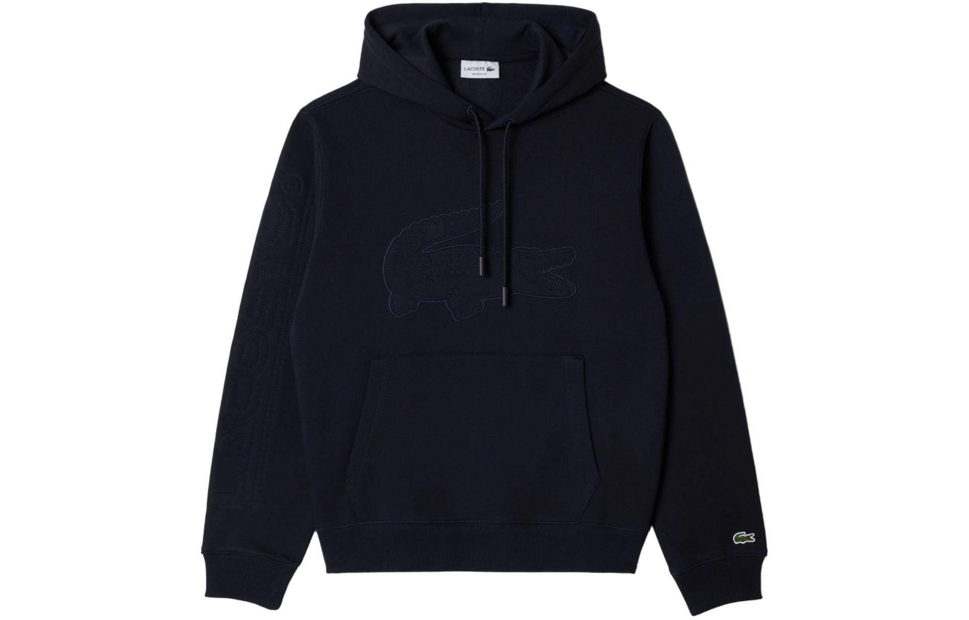 Lacoste Solid Navy Blue Hoodie Loose Fit Long Sleeve SH2105-HDE