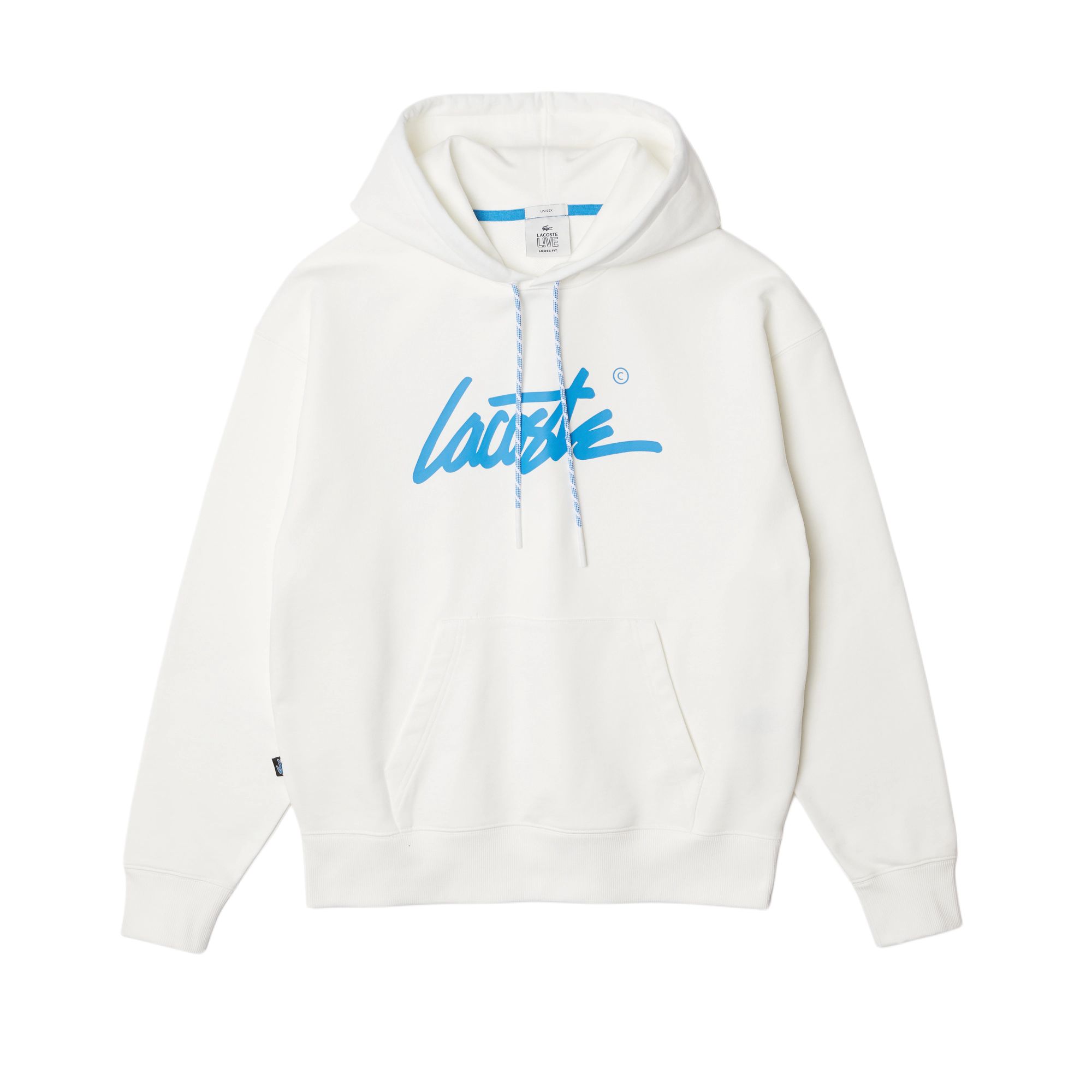 LACOSTE SS22  White Hoodie with Logo Print. SH2778-M68