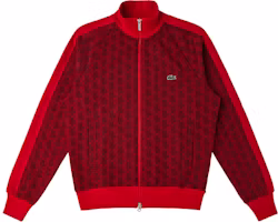 Order LACOSTE SS22 All-Over Print Zip-Up Sweatshirt Unisex Couple Style Dark Red SH2759-KM3