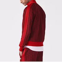 Purchase LACOSTE SS22 All-Over Print Zip-Up Sweatshirt Unisex Couple Style Dark Red SH2759-KM3