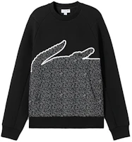 Lacoste SS22 Black Crewneck Sweatshirt with Big Crocodile Logo SH3358-031 Lacoste SS22 Black Crewneck Sweatshirt with Big Crocodile Logo SH3358-031