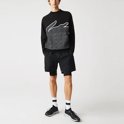Lacoste SS22 Black Crewneck Sweatshirt with Big Crocodile Logo SH3358-031 Shop Lacoste SS22 Black Crewneck Sweatshirt with Big Crocodile Logo SH3358-031