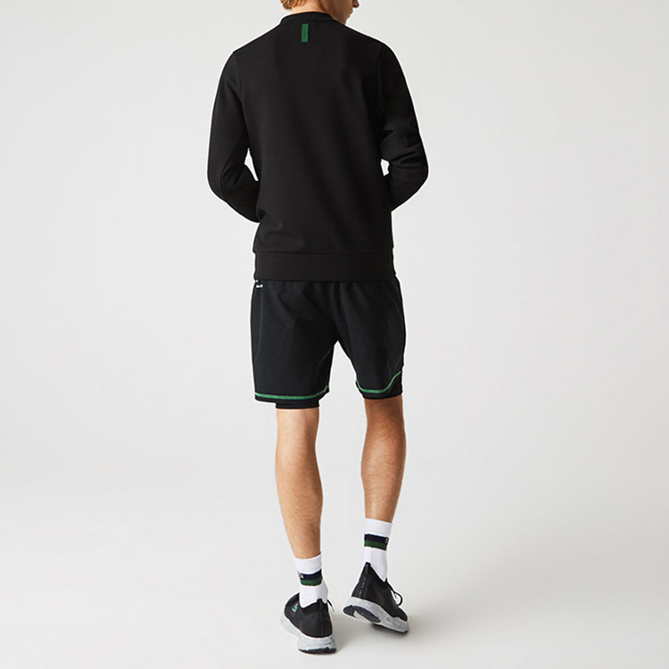 Purchase Lacoste SS22 Black Crewneck Sweatshirt with Big Crocodile Logo SH3358-031
