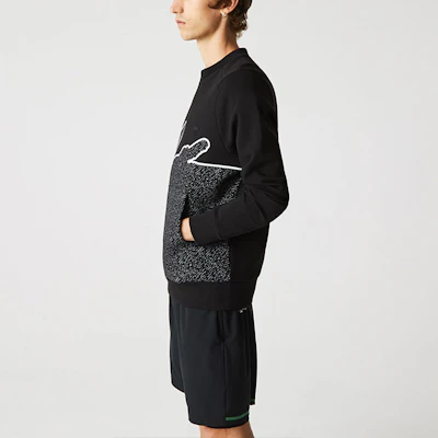 Lacoste SS22 Black Crewneck Sweatshirt with Big Crocodile Logo SH3358-031 Sizing Lacoste SS22 Black Crewneck Sweatshirt with Big Crocodile Logo SH3358-031