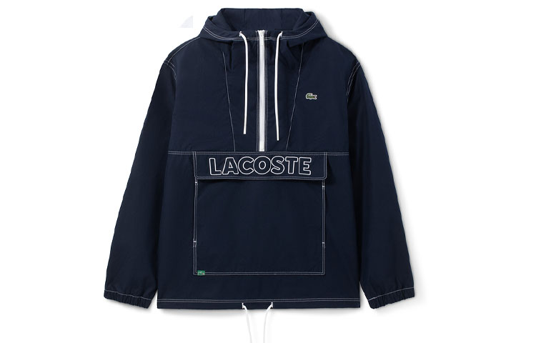 LACOSTE SS22 Blue Half-Zip Loose Sweatshirt with Logo Embroidery for Men CH2581-166