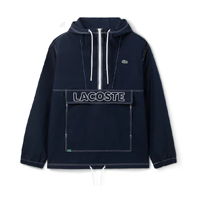 LACOSTE SS22 Blue Half-Zip Loose Sweatshirt with Logo Embroidery for Men CH2581-166